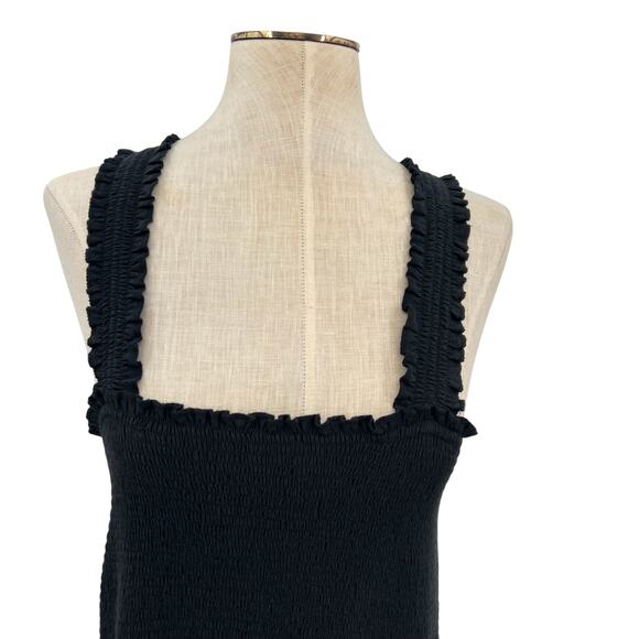 Nation LTD Shoshanah‎ Smocked Sundress Dress Midi Sleeveless Black Size Large - Picture 3 of 11